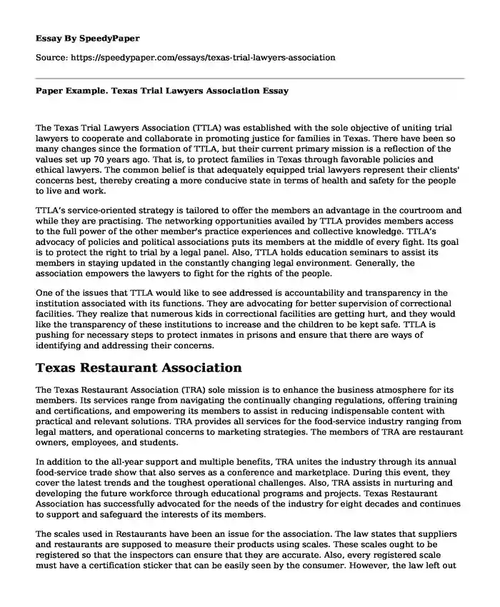 Paper Example. Texas Trial Lawyers Association