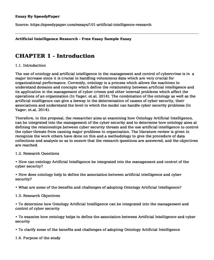 Artificial Intelligence Research - Free Essay Sample