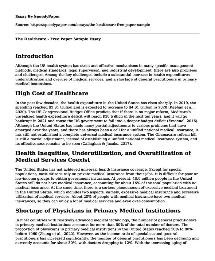 The Healthcare - Free Paper Sample