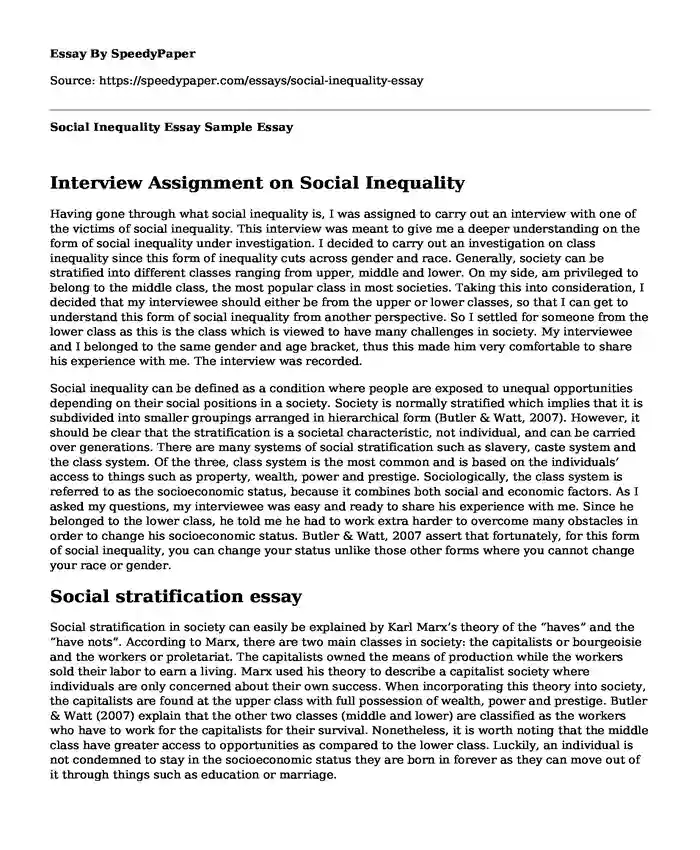 opinion essay on social inequality