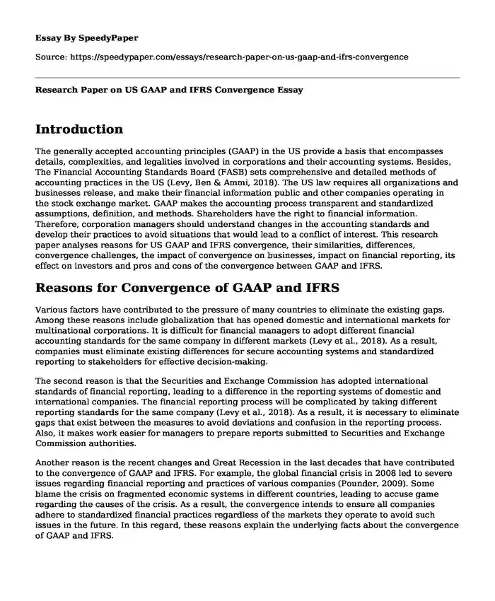 Research Paper on US GAAP and IFRS Convergence