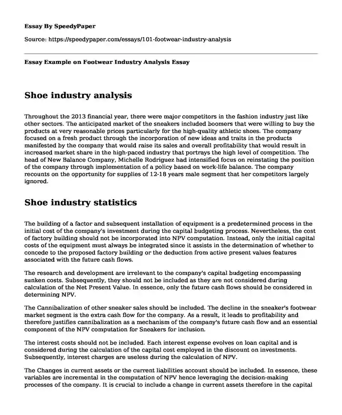 Essay Example on Footwear Industry Analysis