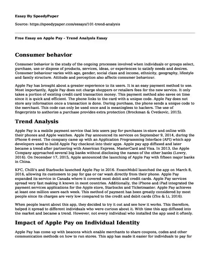 Free Essay on Apple Pay - Trend Analysis