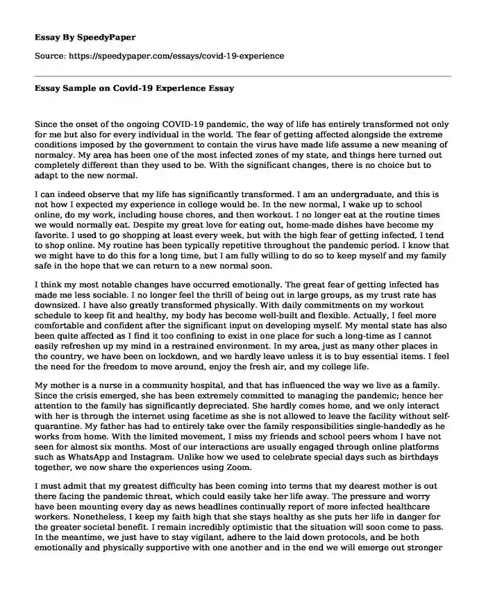 covid 19 essay pdf