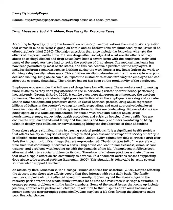 short essay on drug abuse pdf