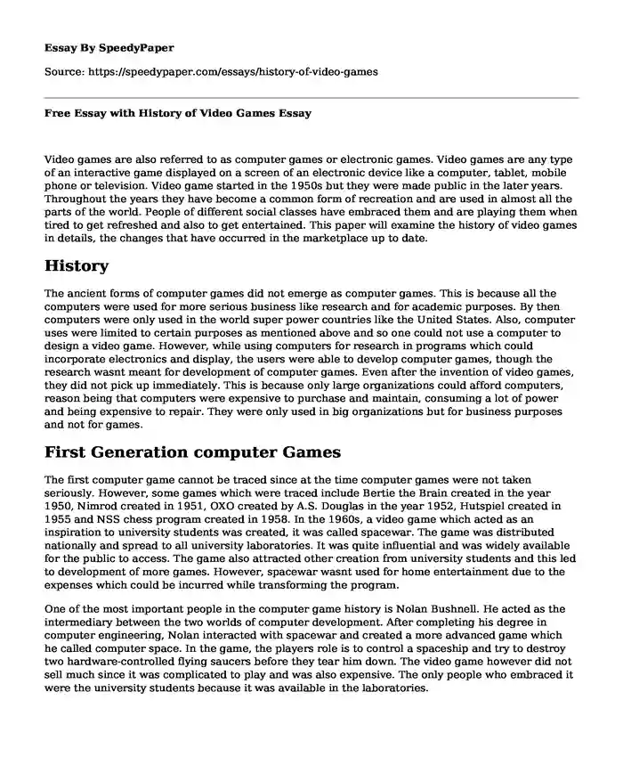 Games essay