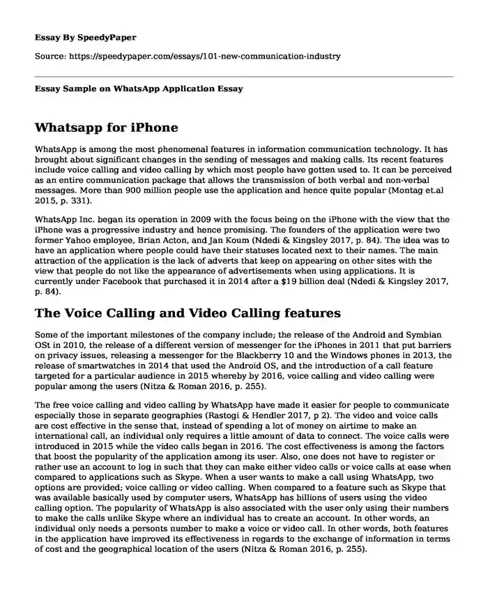 Essay Sample on WhatsApp Application