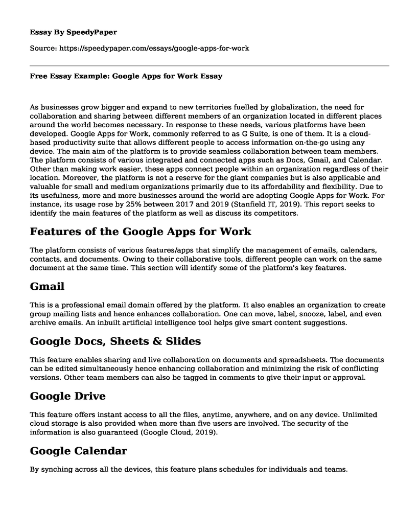 Free Essay Example: Google Apps for Work