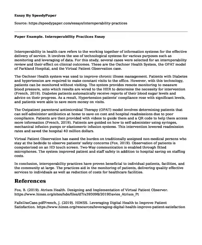 Paper Example. Interoperability Practices