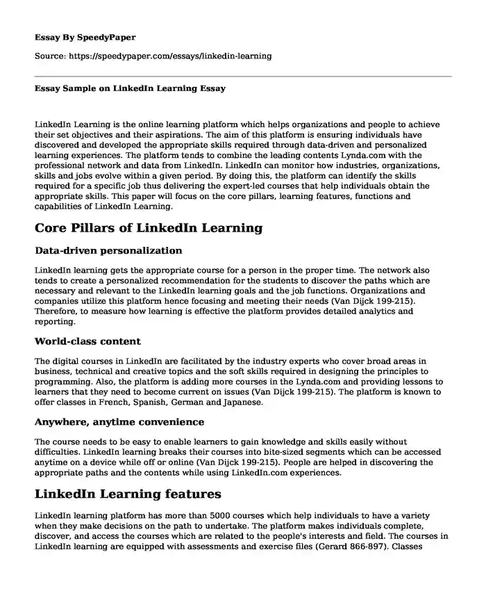 Essay Sample on LinkedIn Learning