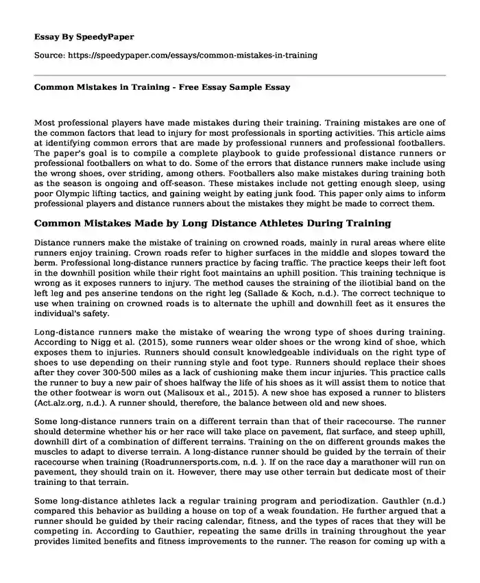 Common Mistakes in Training - Free Essay Sample