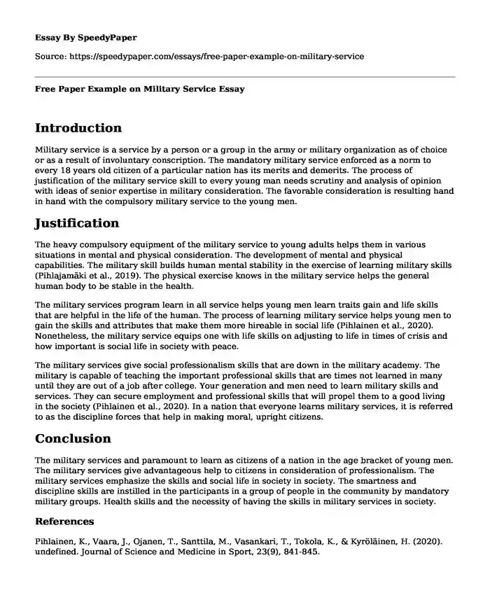 Free Paper Example on Military Service