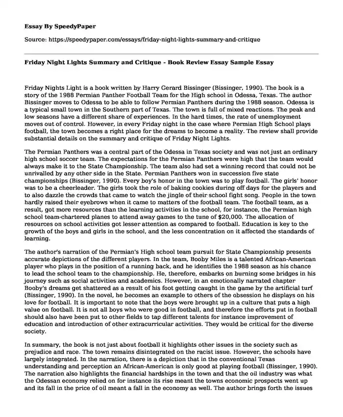 friday night lights essay pdf
