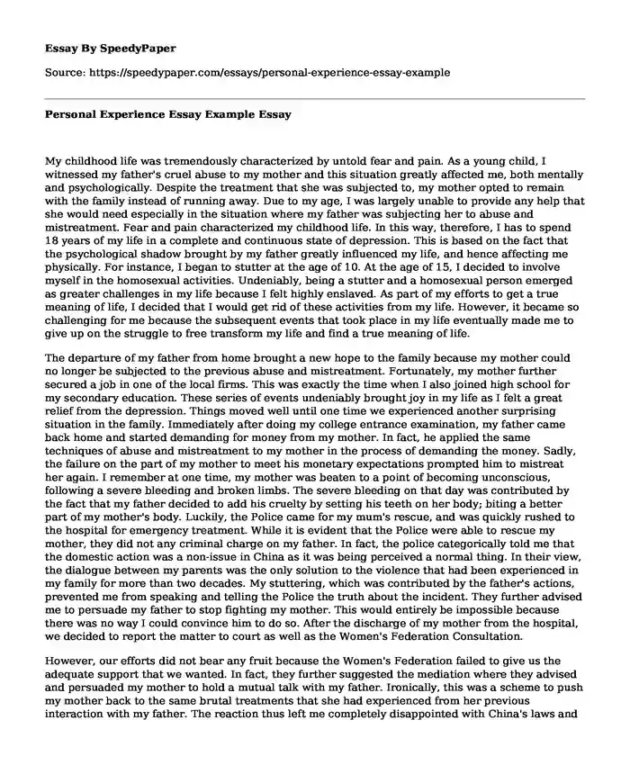 essay about personal experience in pandemic