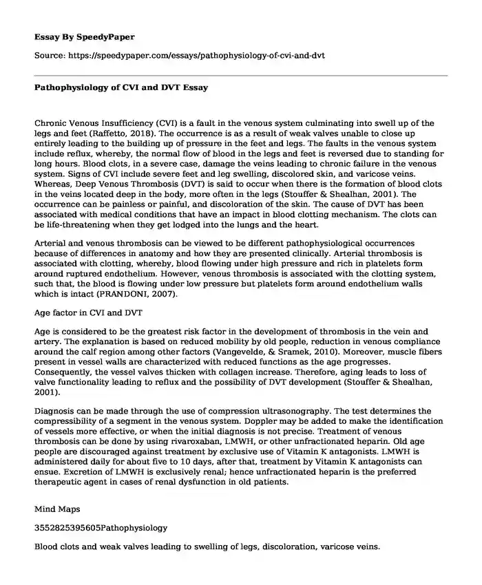 Pathophysiology of CVI and DVT