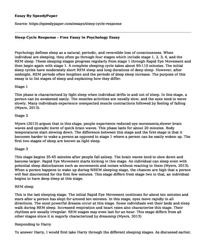 sleep cycle research paper