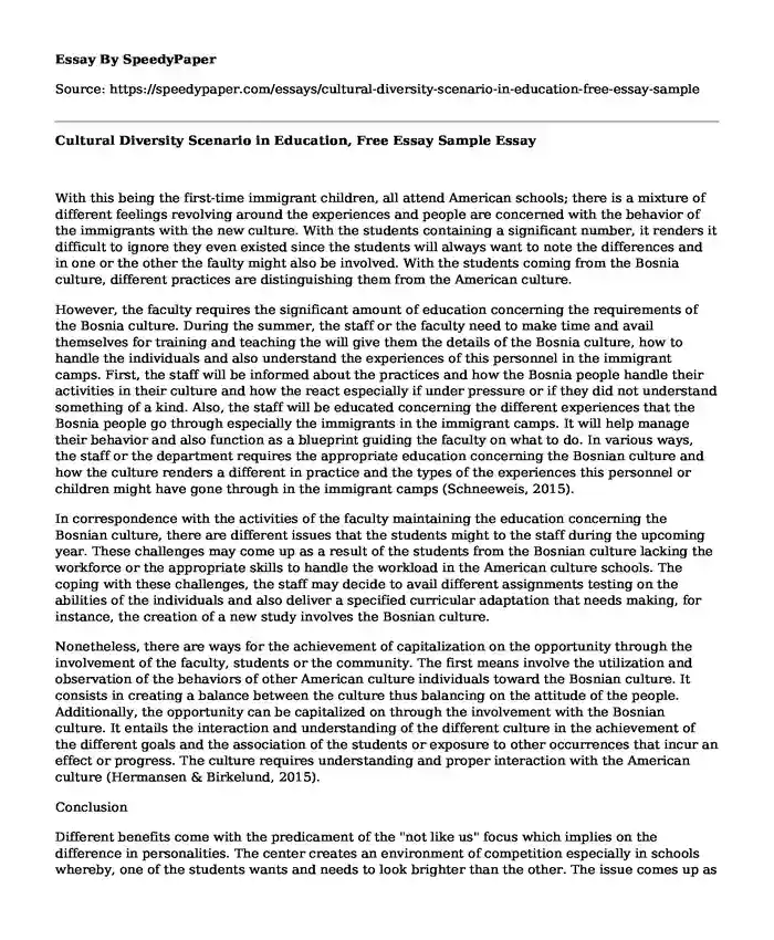 Cultural Diversity Scenario in Education, Free Essay Sample