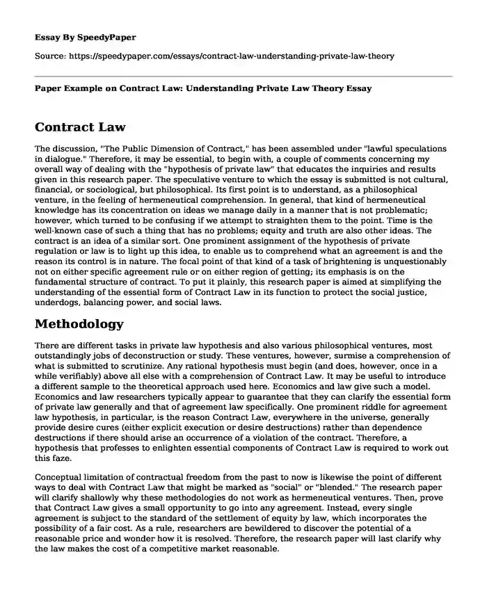 Paper Example on Contract Law: Understanding Private Law Theory