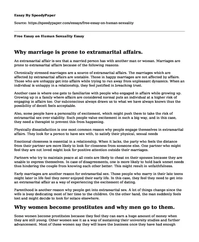Free Essay on Human Sexuality