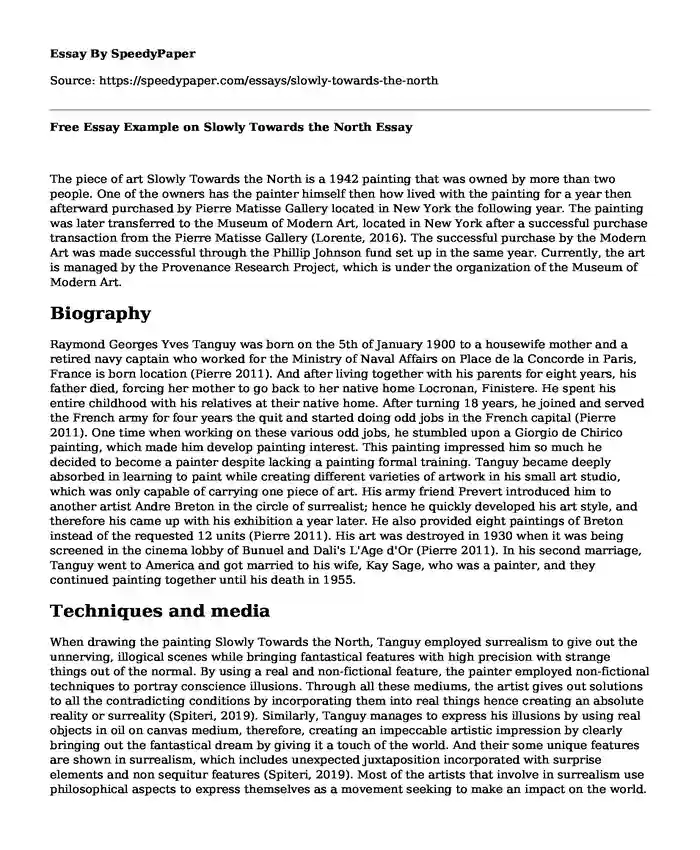 Free Essay Example on Slowly Towards the North