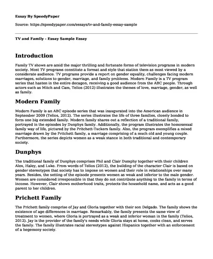 TV and Family - Essay Sample