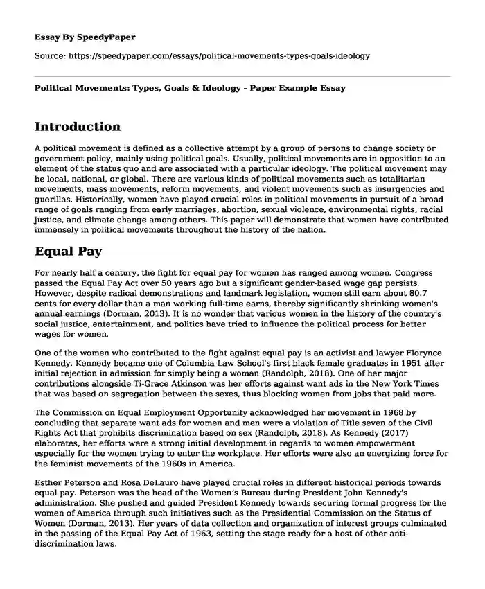 Political Movements: Types, Goals & Ideology - Paper Example