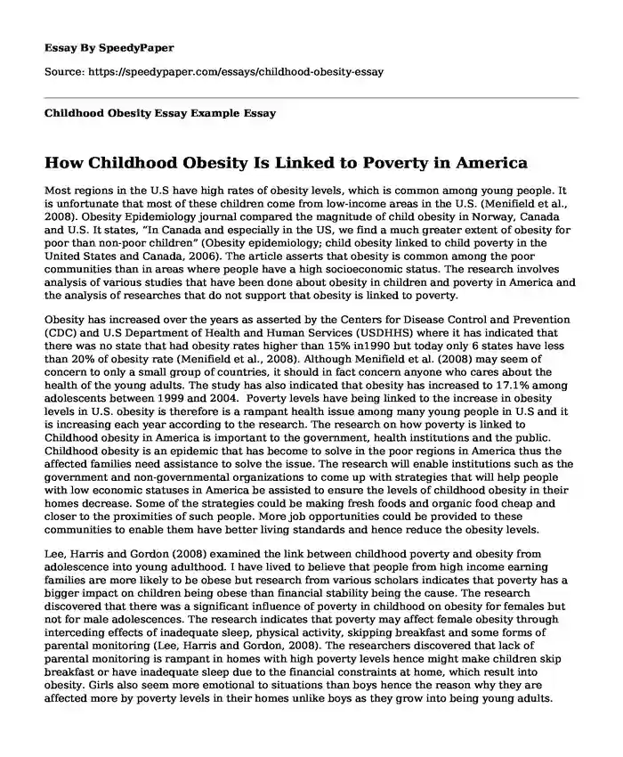 childhood obesity essay introduction