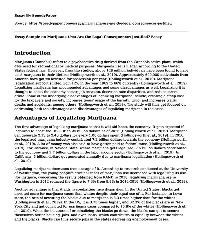 Essay Sample on Marijuana Use: Are the Legal Consequences Justified?