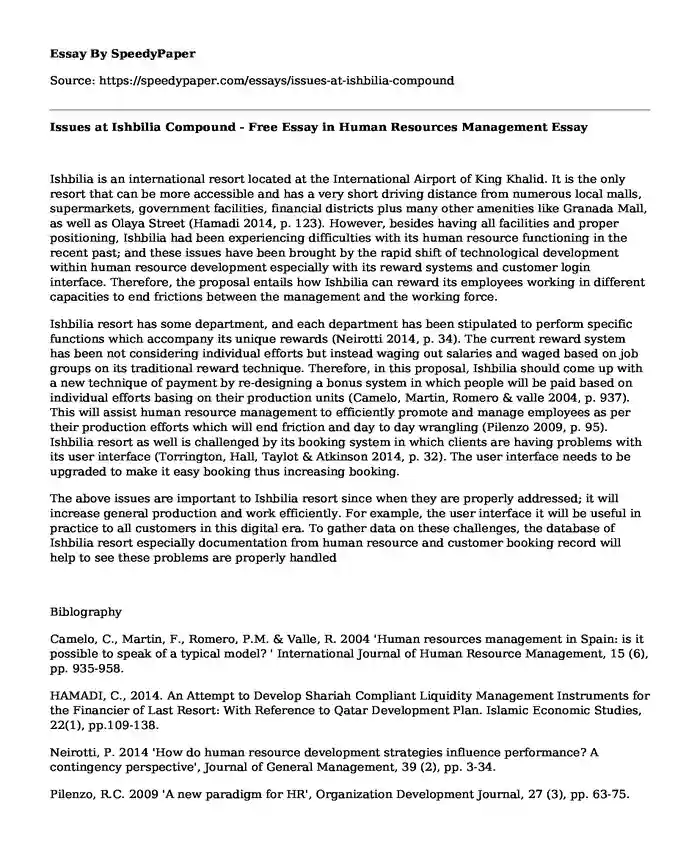 Issues at Ishbilia Compound - Free Essay in Human Resources Management