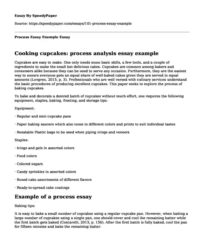 Process analysis essay examples pdf