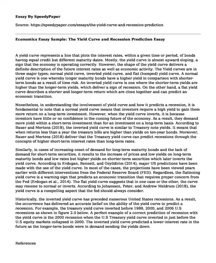 Economics Essay Sample: The Yield Curve and Recession Prediction