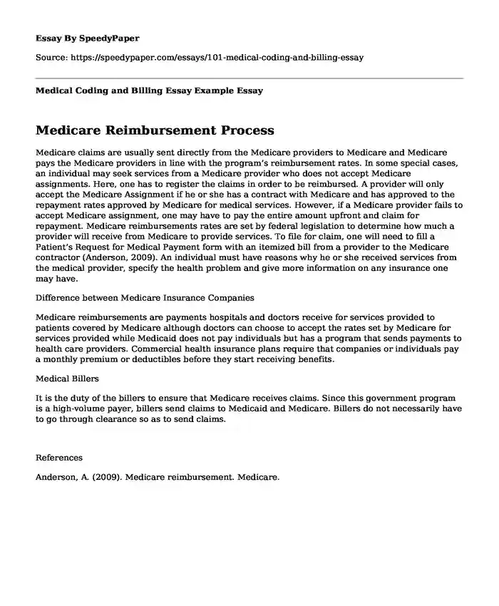 Medical Coding and Billing Essay Example