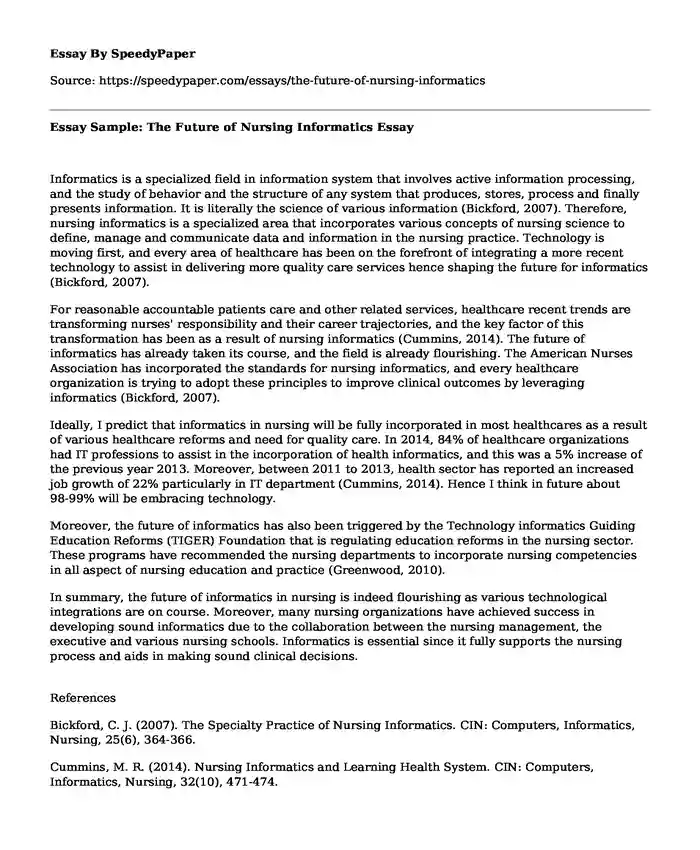 essay about nursing informatics