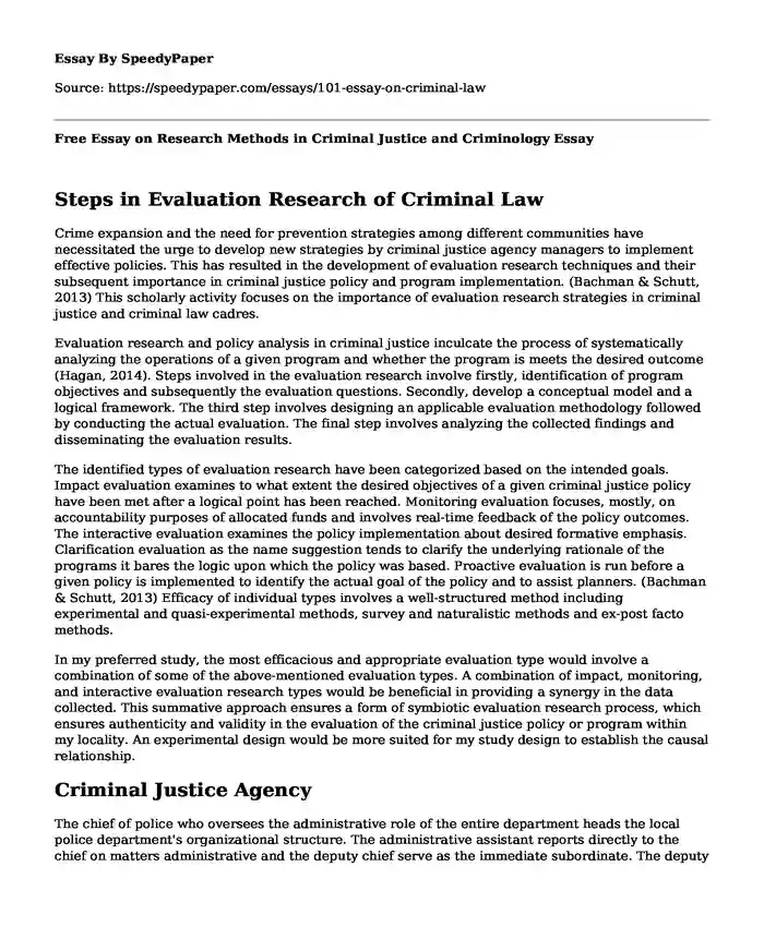 Free Essay on Research Methods in Criminal Justice and Criminology