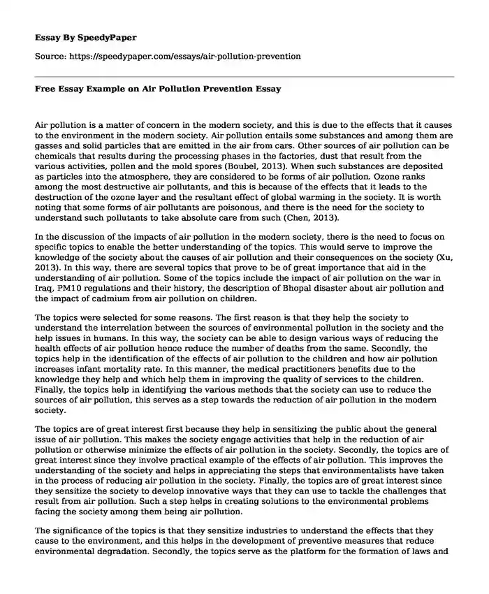 essay on prevention of air pollution