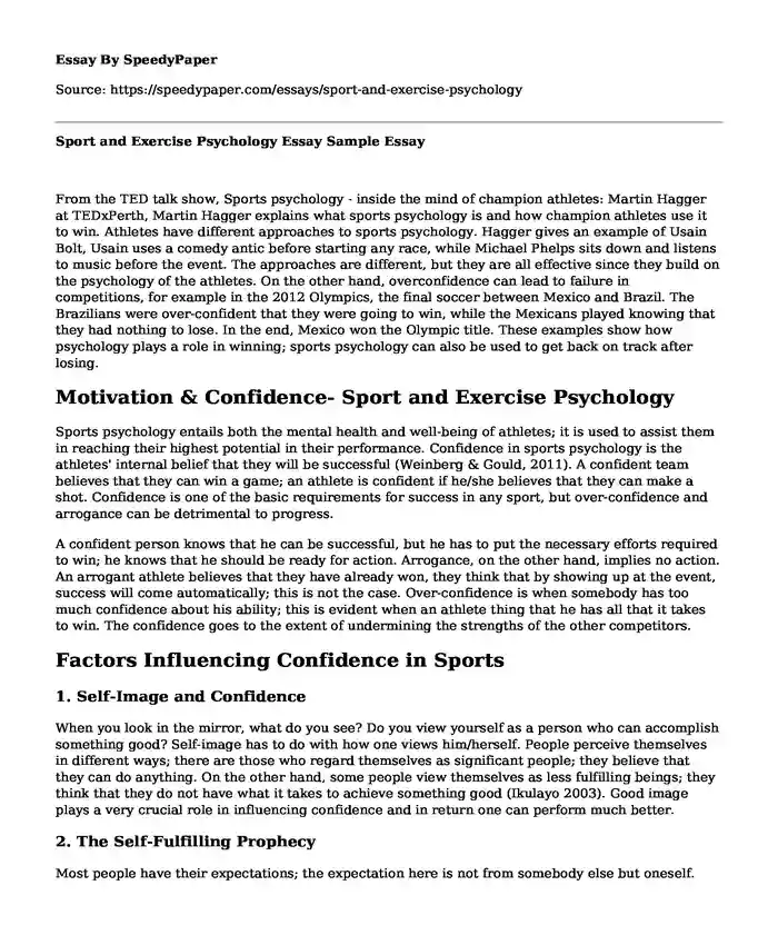 Sport, Exercise, and Performance Psychology