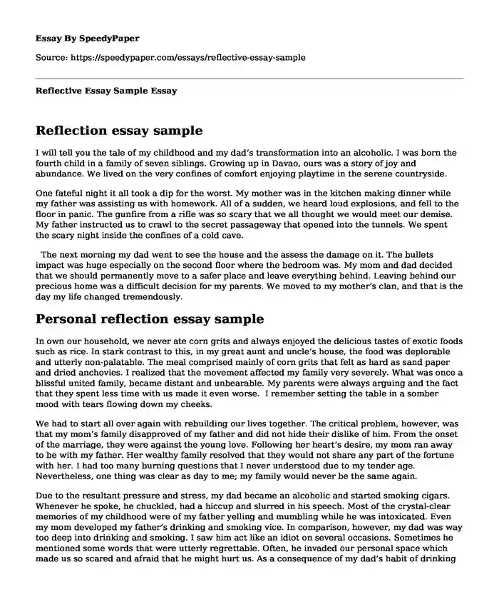 Reflective Essay Sample