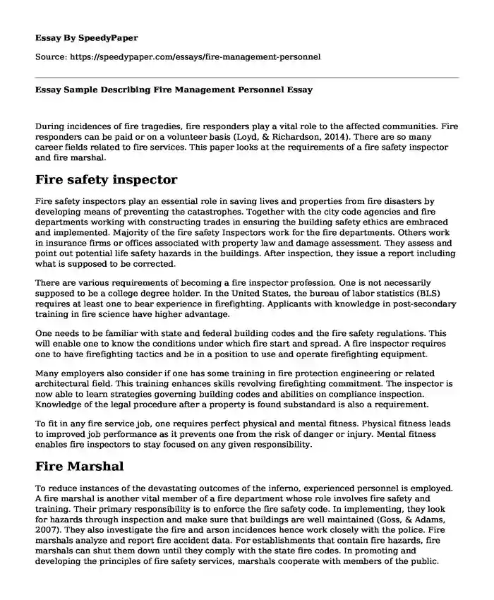 fire prevention essay