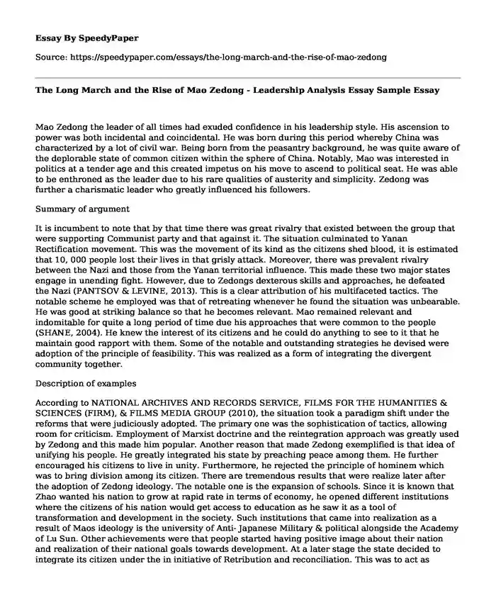 📌 The Long March and the Rise of Mao Zedong - Leadership Analysis Essay ...