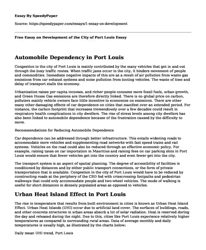 Free Essay on Development of the City of Port Louis