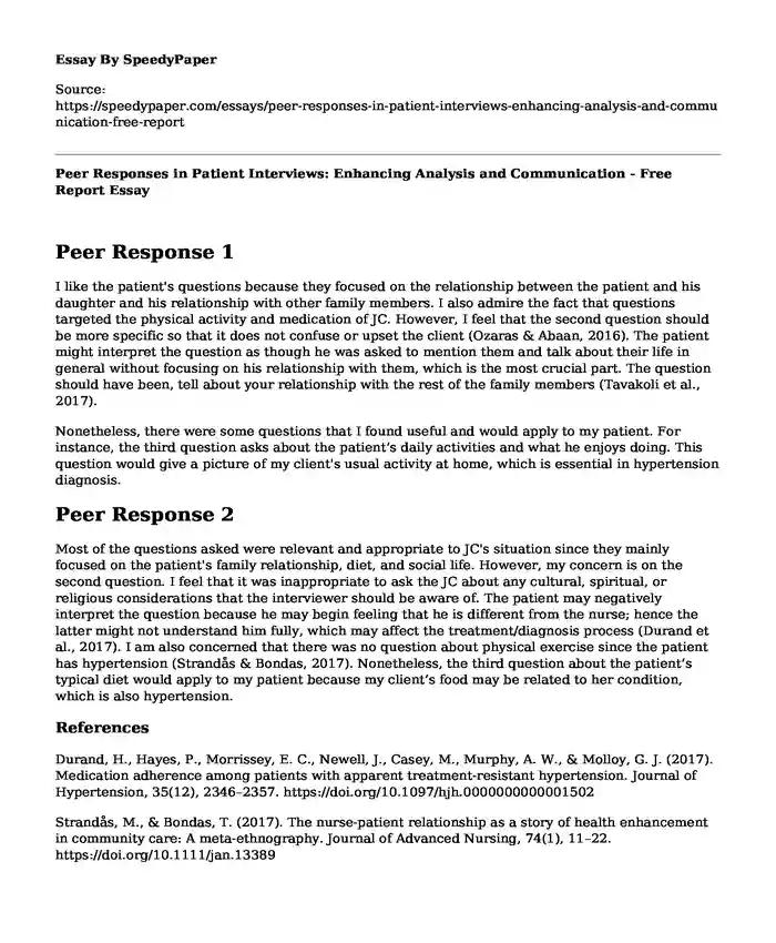 Peer Responses in Patient Interviews: Enhancing Analysis and Communication - Free Report