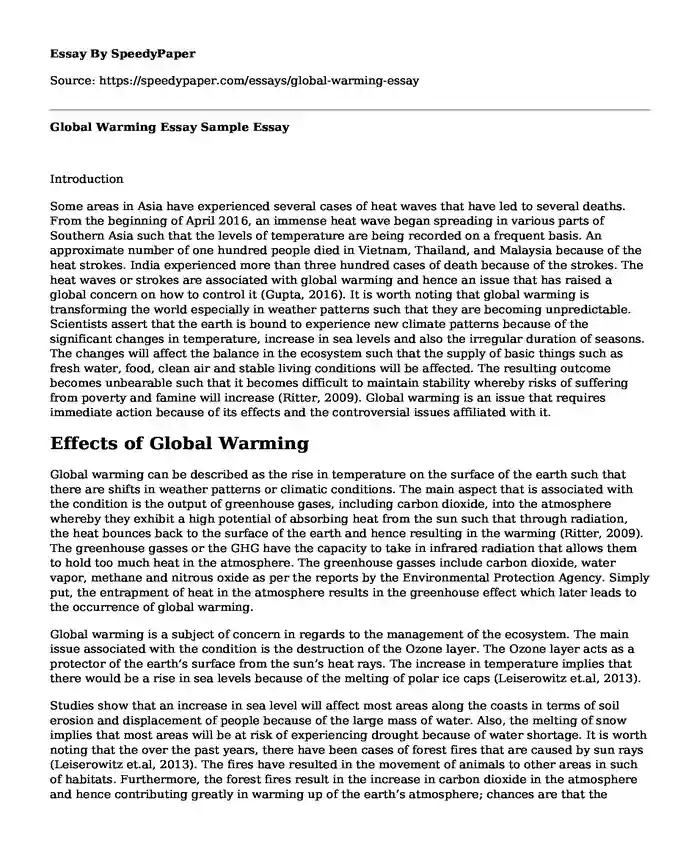 Global Warming Essay Sample