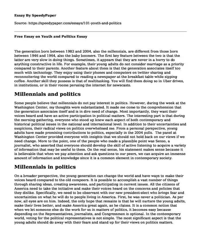 Free Essay on Youth and Politics