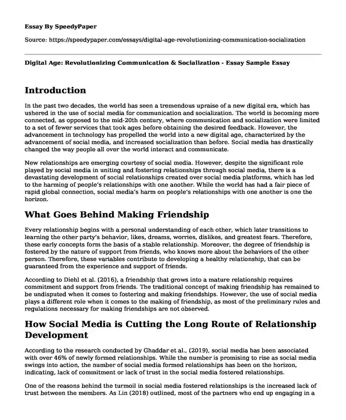 Digital Age: Revolutionizing Communication & Socialization - Essay Sample