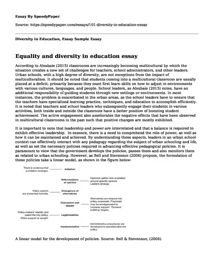 Diversity in Education, Essay Sample