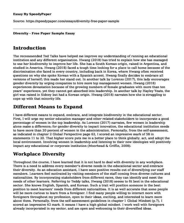 Diversity - Free Paper Sample