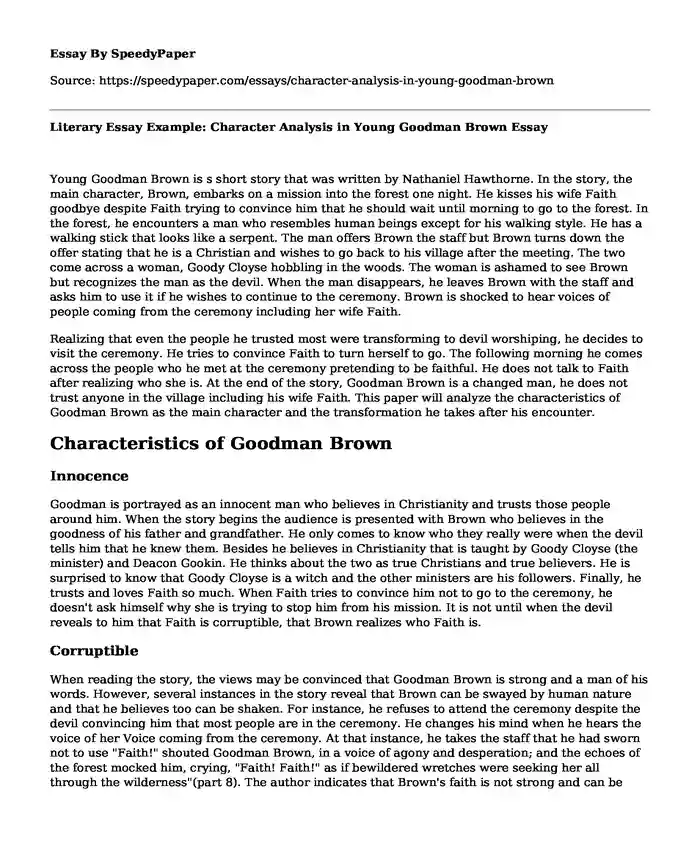 character analysis thesis