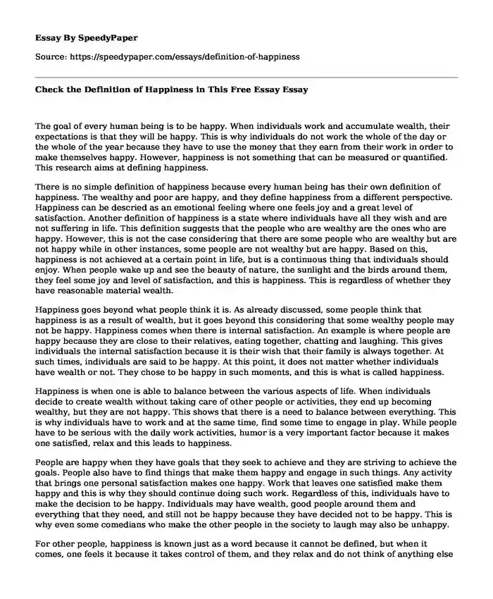 thesis statement for happiness essay